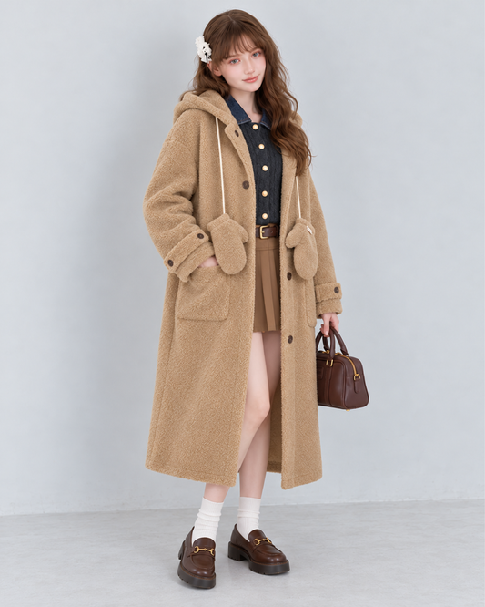 bear mood beige long coat RI1624