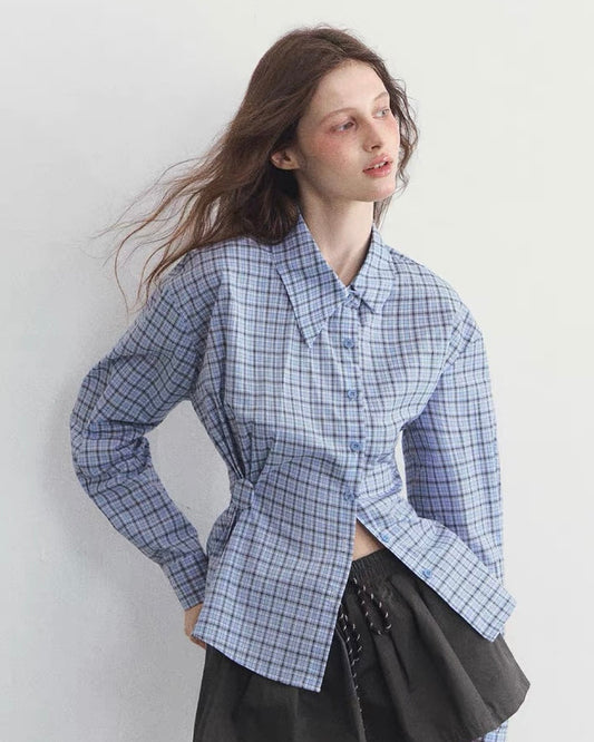 check blue fit tops RI1401