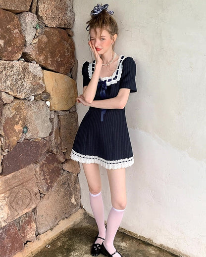 navy ribbon girly one-piece RI1229
