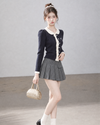 frill double color navy tops RI1569