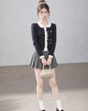 frill double color navy tops RI1569