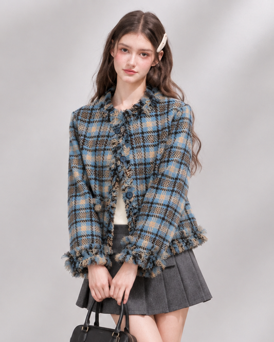 blue check mood luxury jacket RI1585