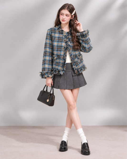 blue check mood luxury jacket RI1585