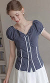 small check lace line tops RI1462