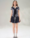 check blue casual tops RI1417