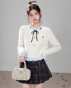 neck frill line tops & skirt RI1504