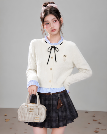 neck frill line tops & skirt RI1504