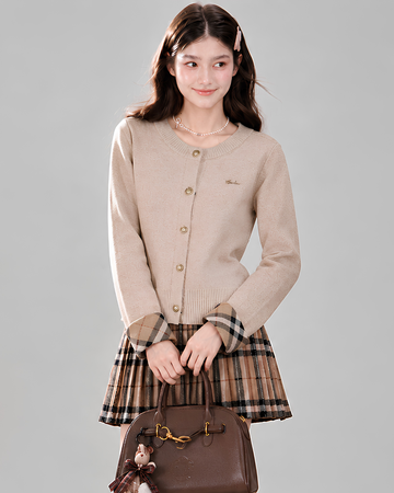 check mood beige tops &skirt RI1502