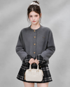 check mood gray tops &skirt RI1503
