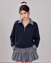 navy casual check point tops RI1518