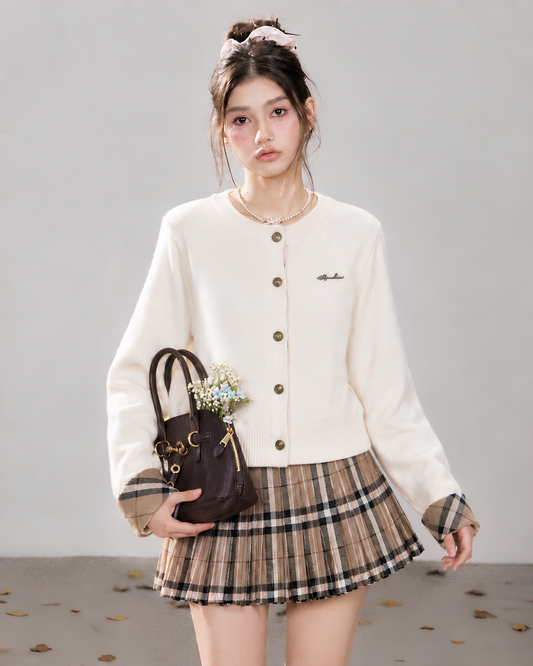 girly check beige skirt RI1536