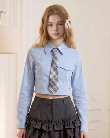 blue cropped shirt RI1403