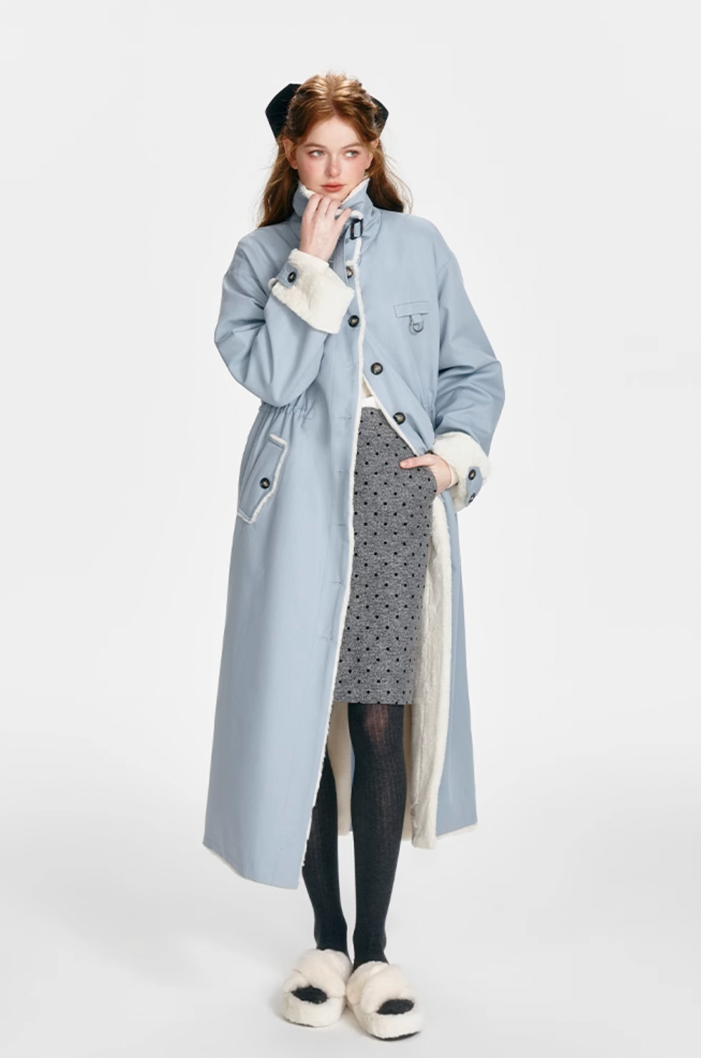 long blue stylish coat RI1031