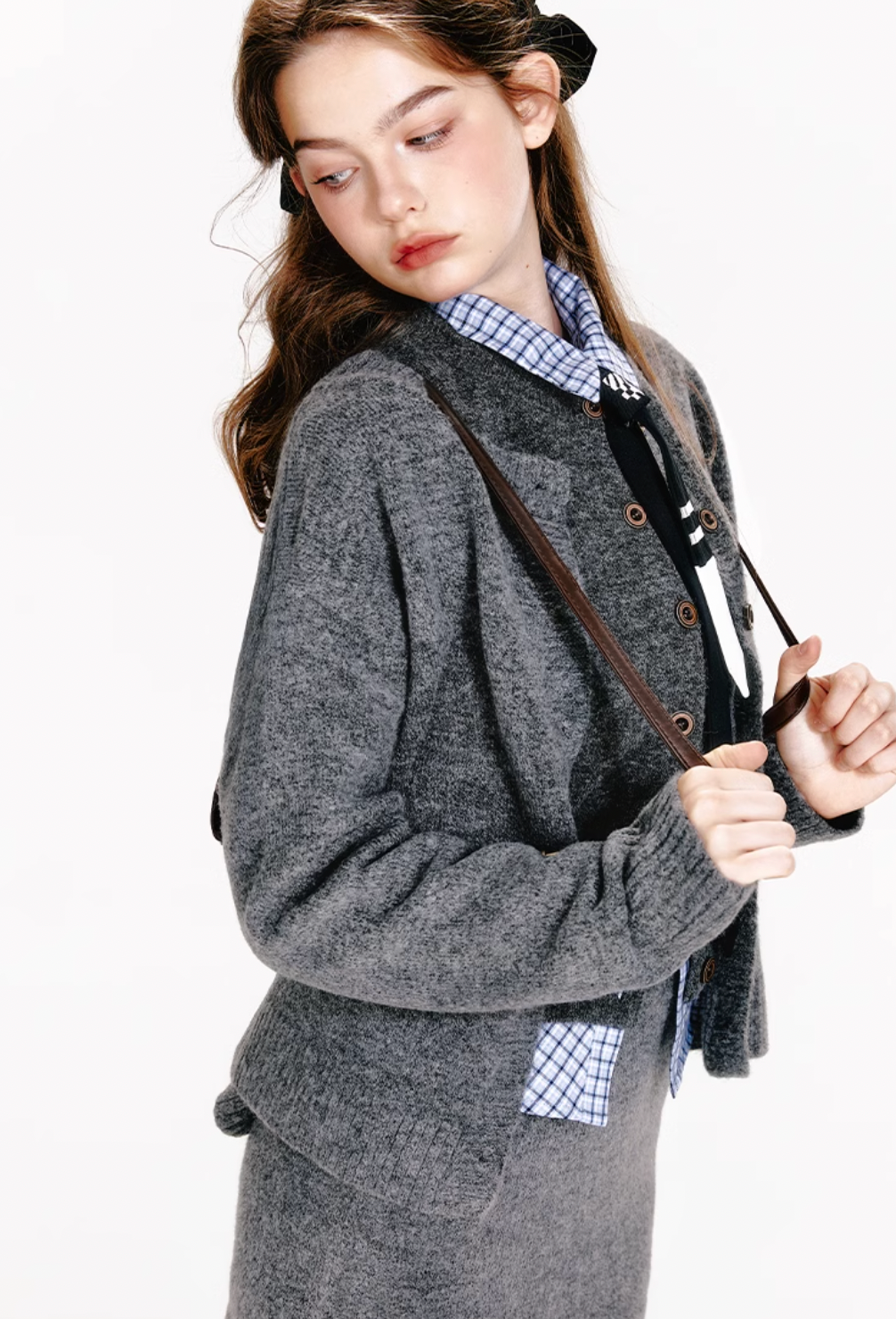 gray round cardigan RI1036