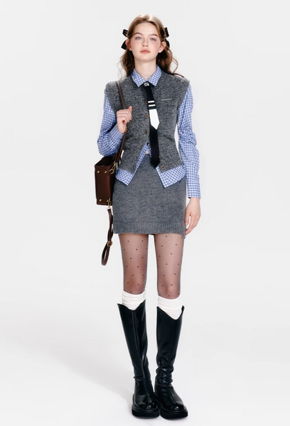 【COME BACK】gray high end vest RI1037