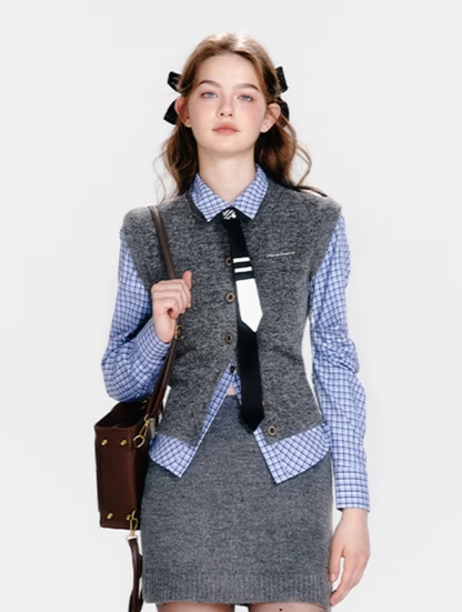 【COME BACK】gray high end vest RI1037