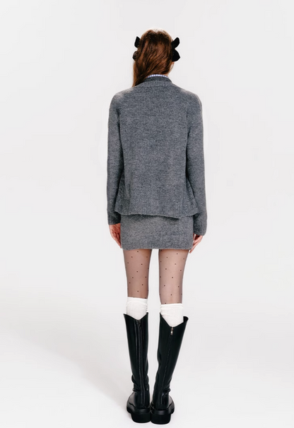 【COME BACK】gray Knit skirt RI1038