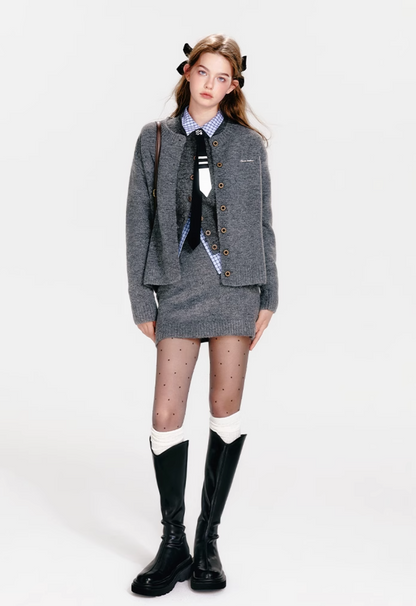 【COME BACK】gray Knit skirt RI1038