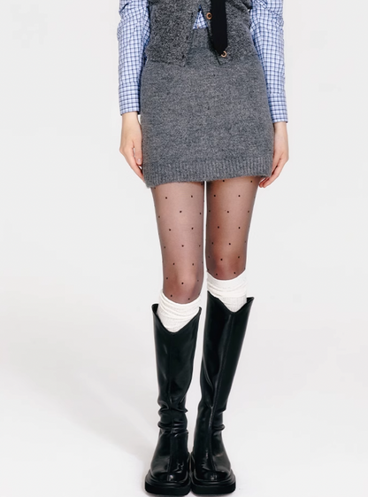 【COME BACK】gray Knit skirt RI1038