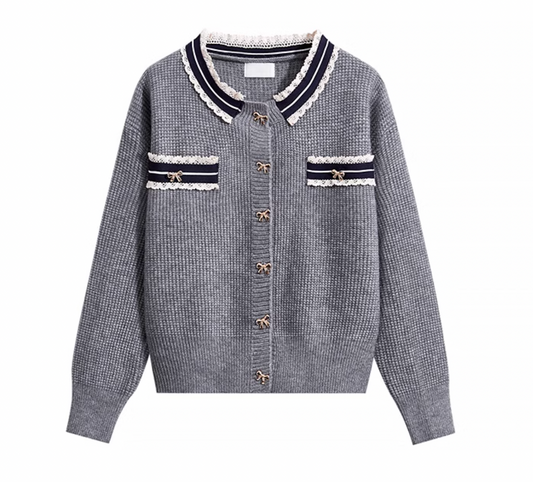 gray line gold cardigan RI1060