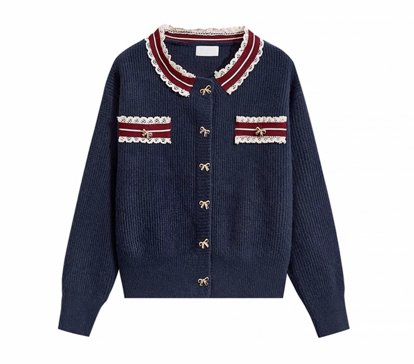 navy line gold cardigan RI1061