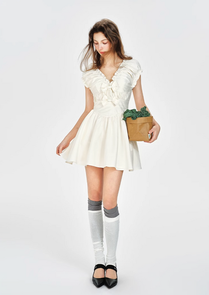 white frill gril one-piece RI1138