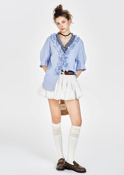 frill check tops RI1141
