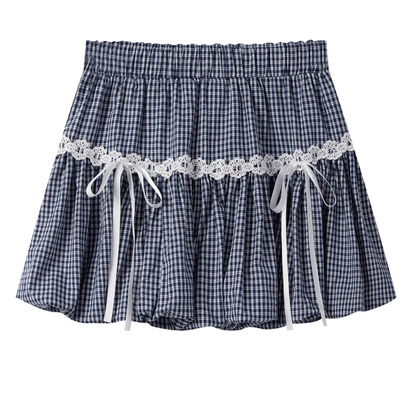 check lace balloon skirt RI1181