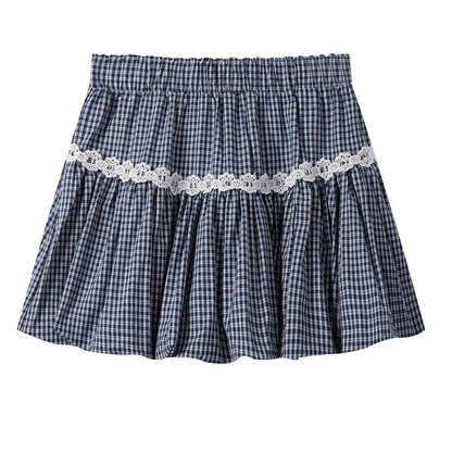 check lace balloon skirt RI1181