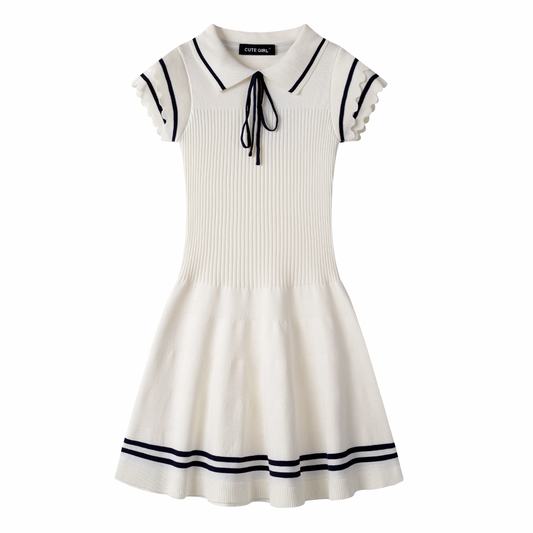line ribbon girly white one-piece RI1198