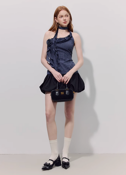 navy lovely check tops RI1202