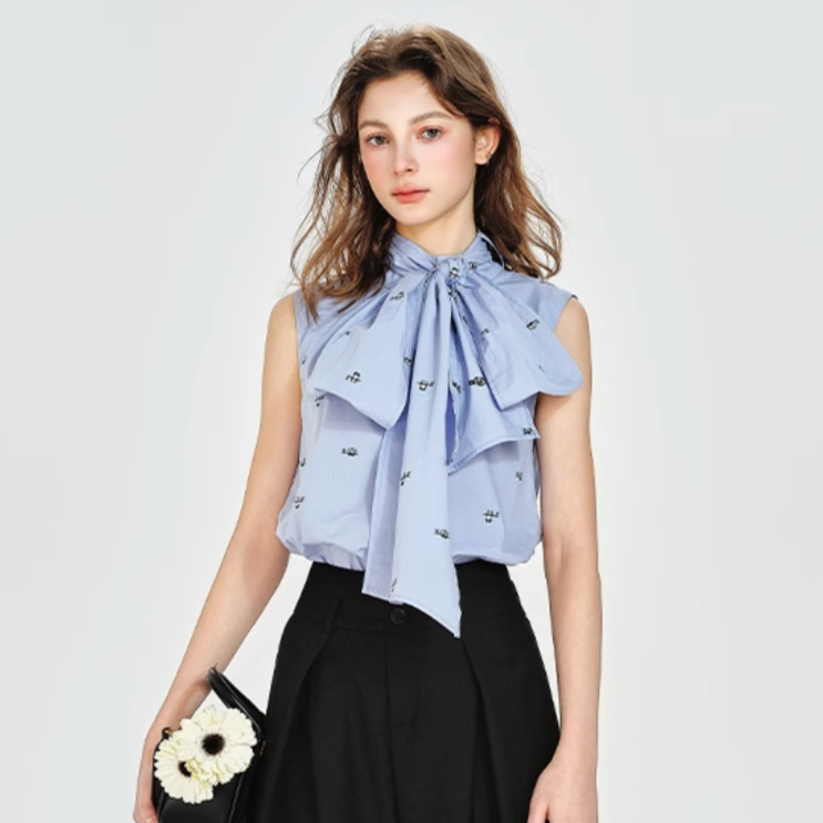 no sleeve light blue ribbon tops RI1204