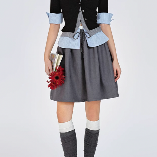 midle flare gray skirt RI1226