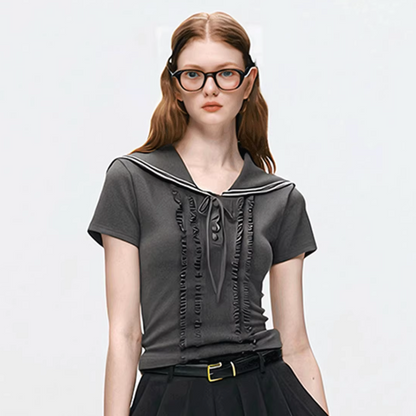 sailor frill gray tops RI1267