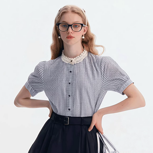 light check girly tops RI1272