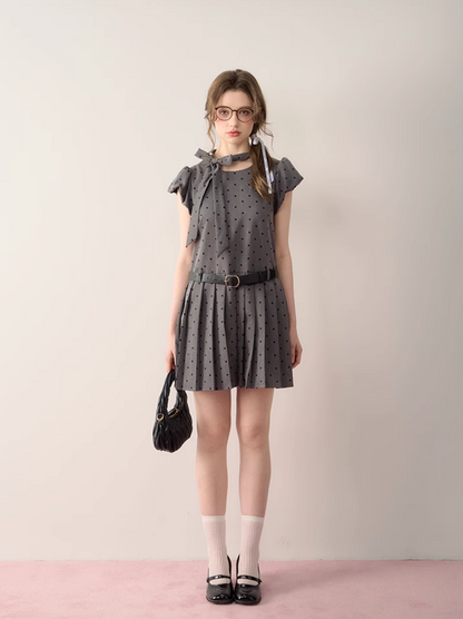 dot gray girly one-piece RI1273