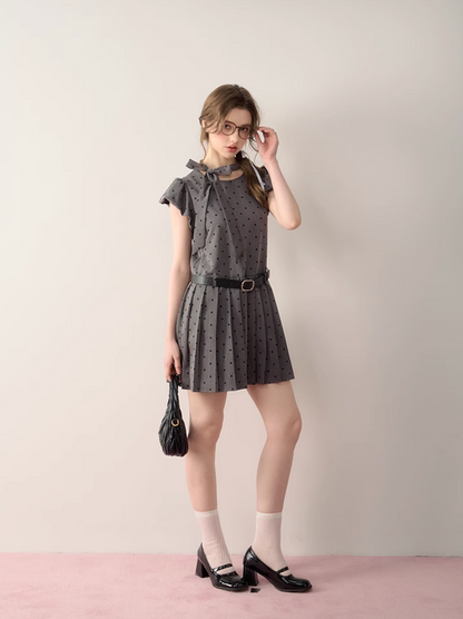 dot gray girly one-piece RI1273