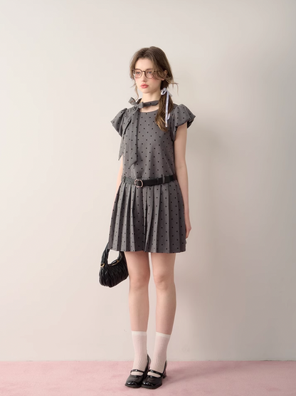 dot gray girly one-piece RI1273