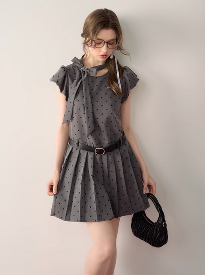 dot gray girly one-piece RI1273
