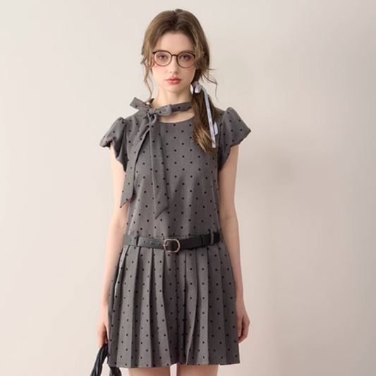 dot gray girly one-piece RI1273