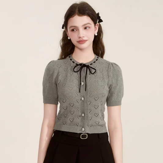 lovely gray ribbon tops RI1279