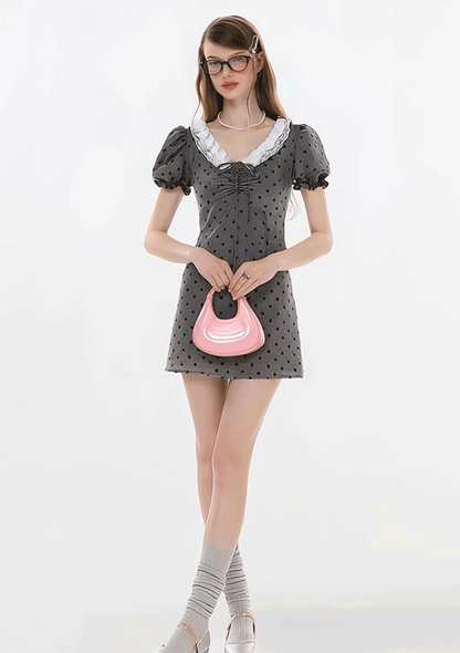 dot gray girly one-piece RI1286
