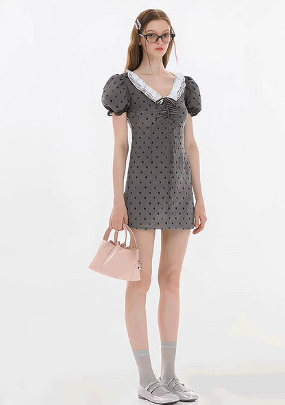 dot gray girly one-piece RI1286
