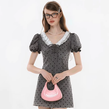 dot gray girly one-piece RI1286