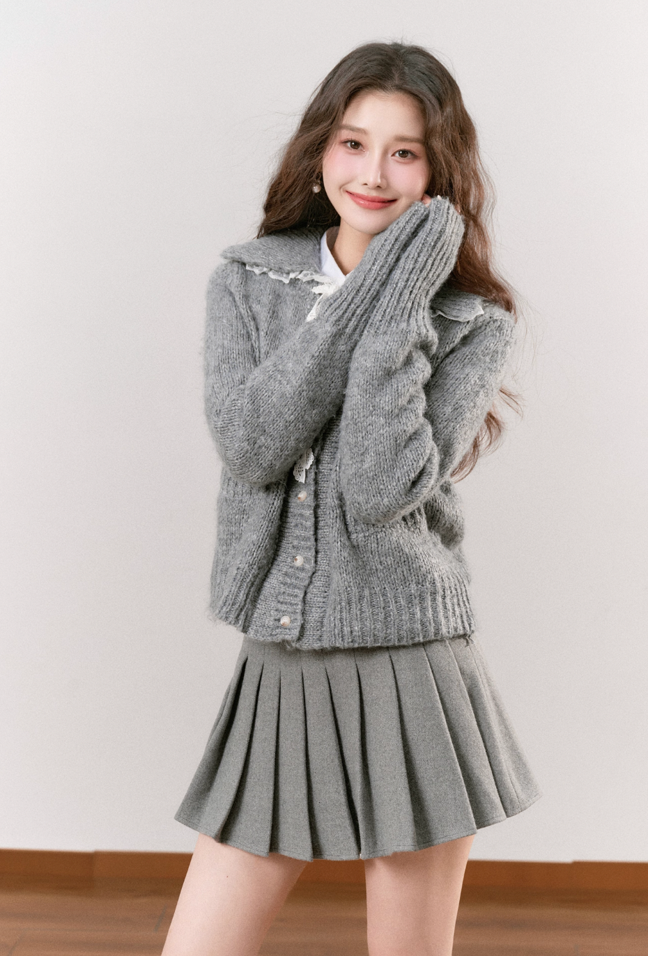 big curler gray cardigan RI1301