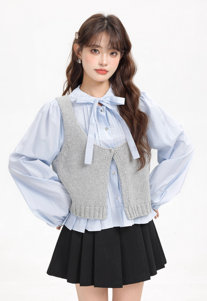 ribbon point gray vest tops RI1302