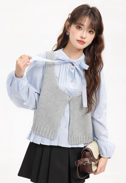 ribbon point gray vest tops RI1302