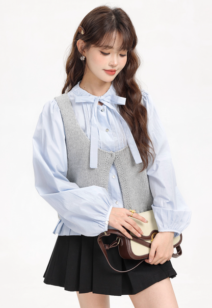 ribbon point gray vest tops RI1302