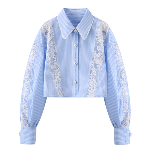 girly blue perl shirt RI1312