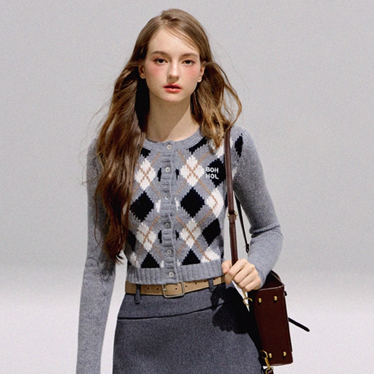 mood argyle Knit tops RI1351